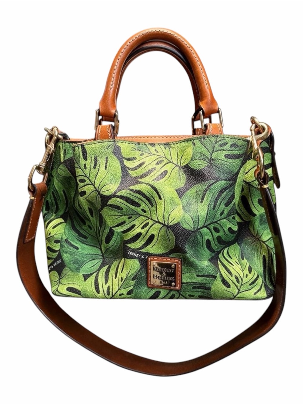 RARE Dooney & Bourke Mini Barlow Satchel Tropical Monstera Leaf